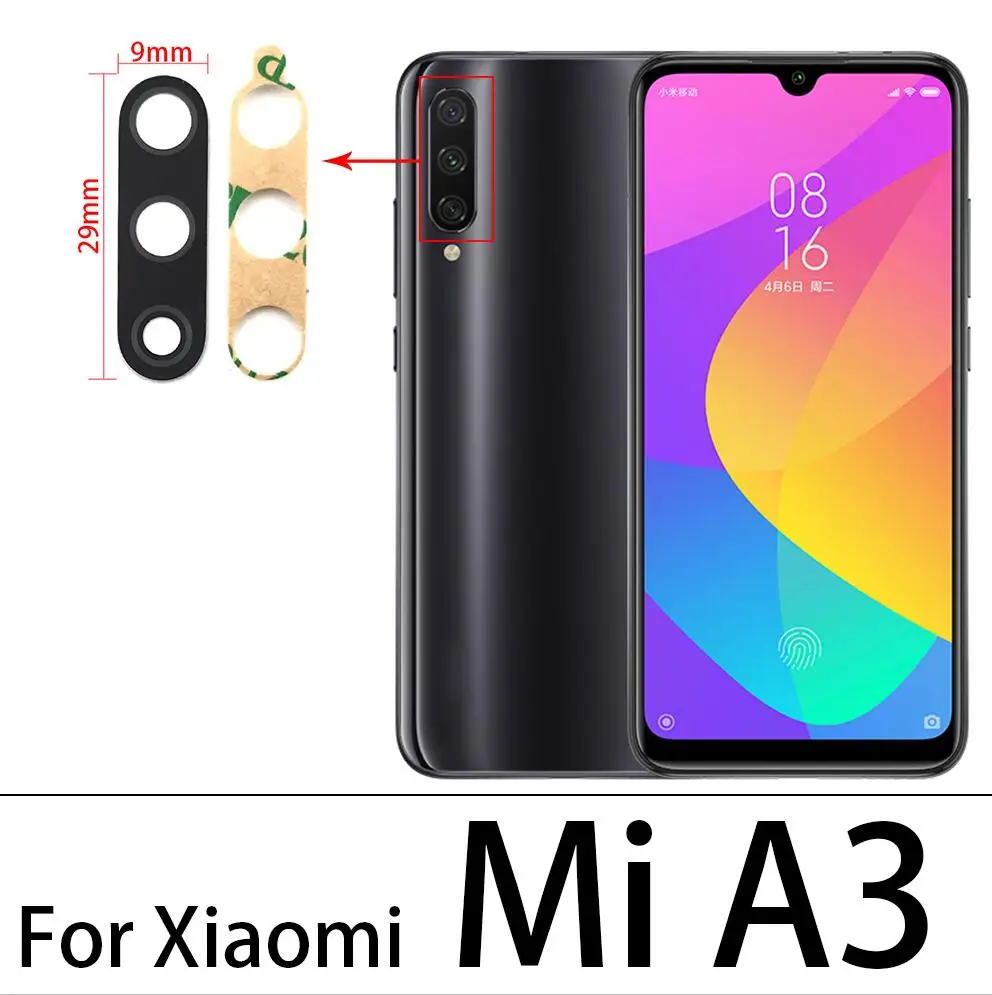 Nowy dla Xiaomi Mi 5X 6X A1 A2 Lite A3 Mix 2 2S 3 Max 2 3 tylny obiektyw szklany obiektyw z klejem naklejki części zamienne