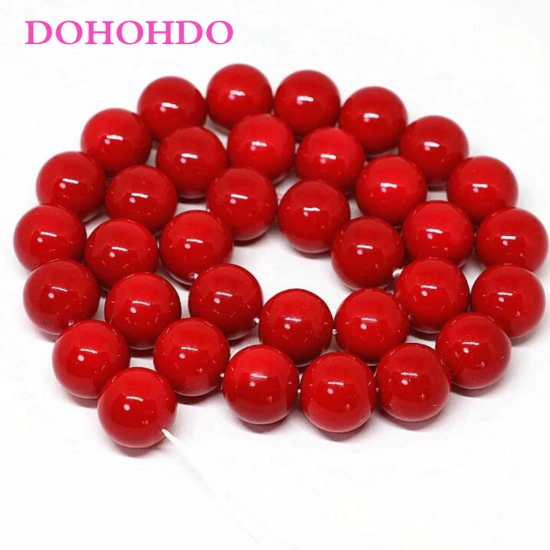 High Quality 4/6/8/10/12/14mm Natural Stone Round Bright Red Coral Beads Loose Beads For DIY Bracelet Necklace Jewelry Making