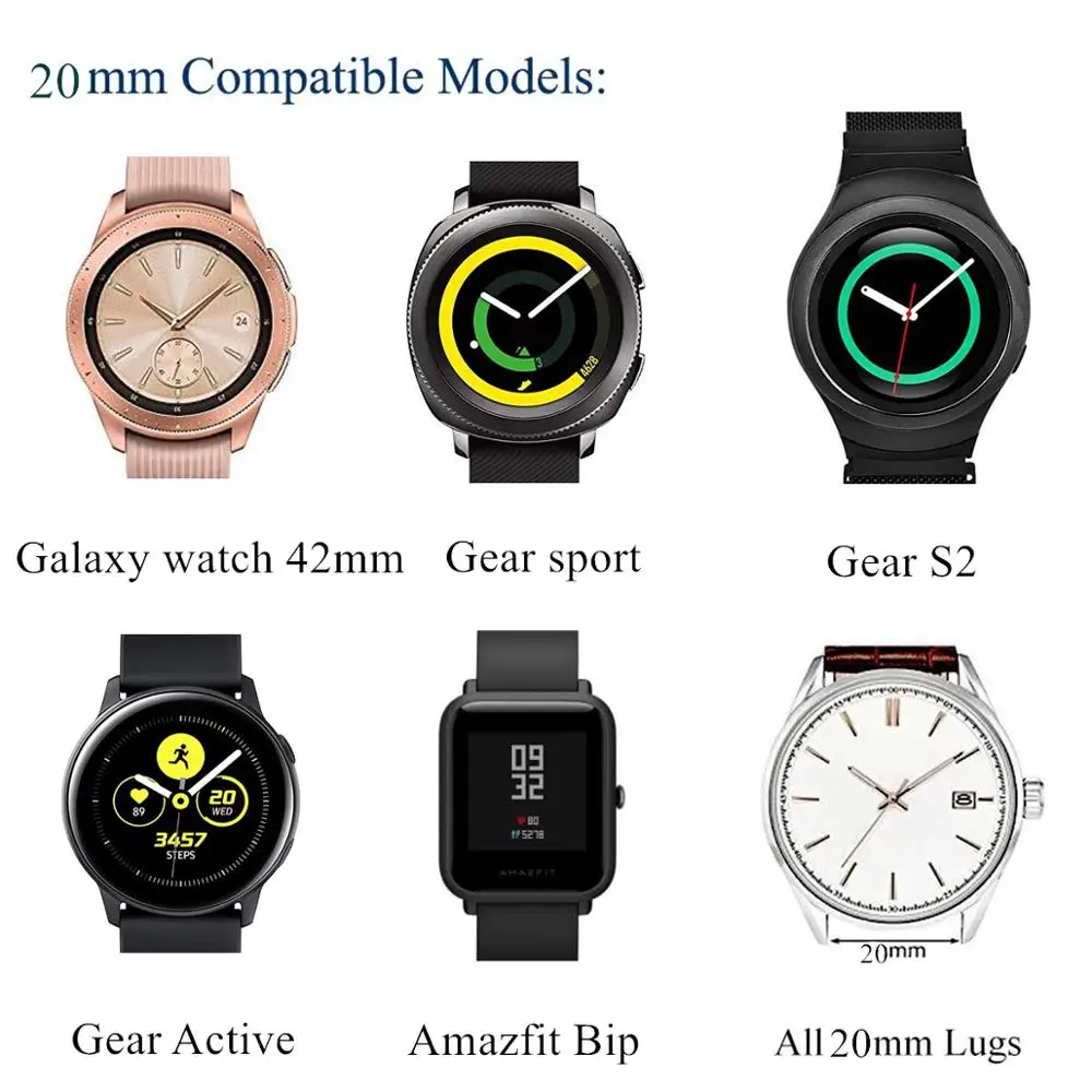 20/22mm strap For Galaxy Watch 46mm/42mm/Active Samsung Gear S3 frontier/S2/Sports Genuine Leather Band Huawei Watch GT S 3 2 46