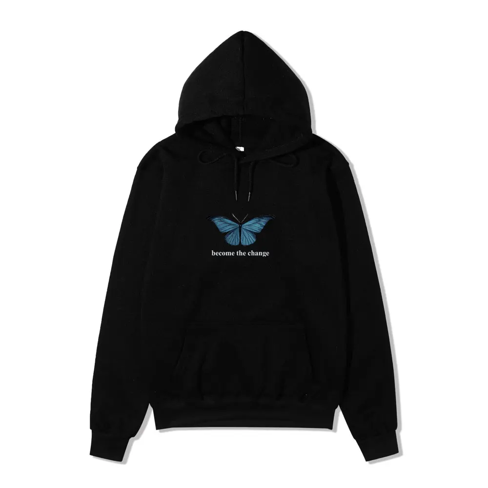 

2021 Men Hip Hop Sweatshirt Hoodie Color Butterfly Streetwear Harajuku Pullover Hoodie Cotton Fleece Winter Autumn Black Hoodie