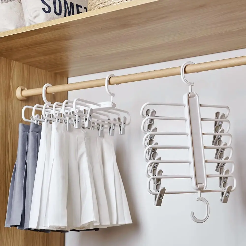 

Non-Slip Clothes Hanger Plastic Drying Rack Support Circle Clothespin Wardrobe Pants Trouser Clamp Coat For Balcony Bathroom