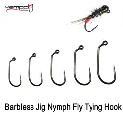 Vampfly 50pcs10# 12# 14# 16# 18# 60 ° Angle Barbless Jig Nymph Fly Tying Trout Fishing Lures Wet Fly Tying Hook