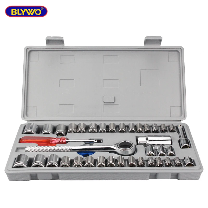 40pcs 1/4 & 3/8 Socket Wrench Set Car Repair Tool Ratchet Torque Spanner Tools Kit Auto Repairing Tool Set