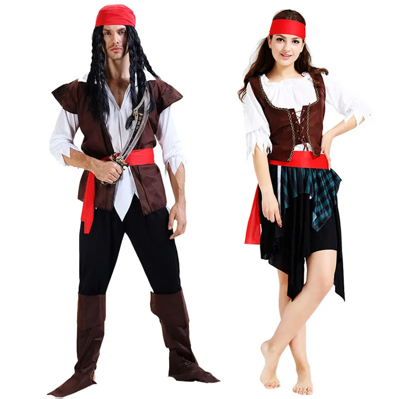 Fantasia de capitão pirata umorden, para festa de carnaval, dia das bruxas, cosplay, para adultos, feminino, masculino e casal