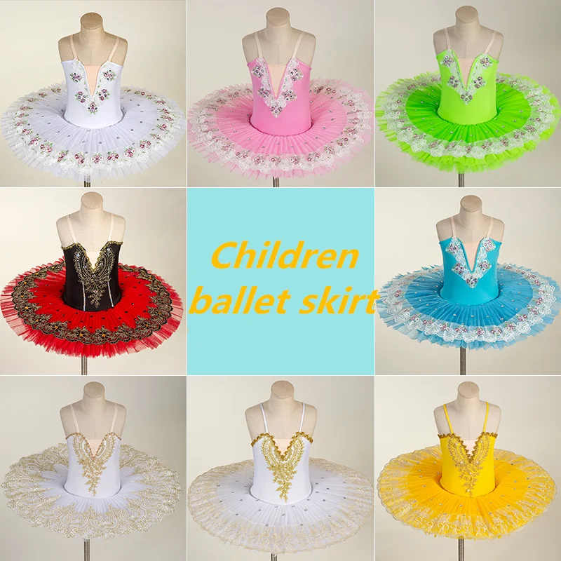 

Children's ballet skirt costume little swan dance fluffy tulle skirt suspender girl ballet performance costume