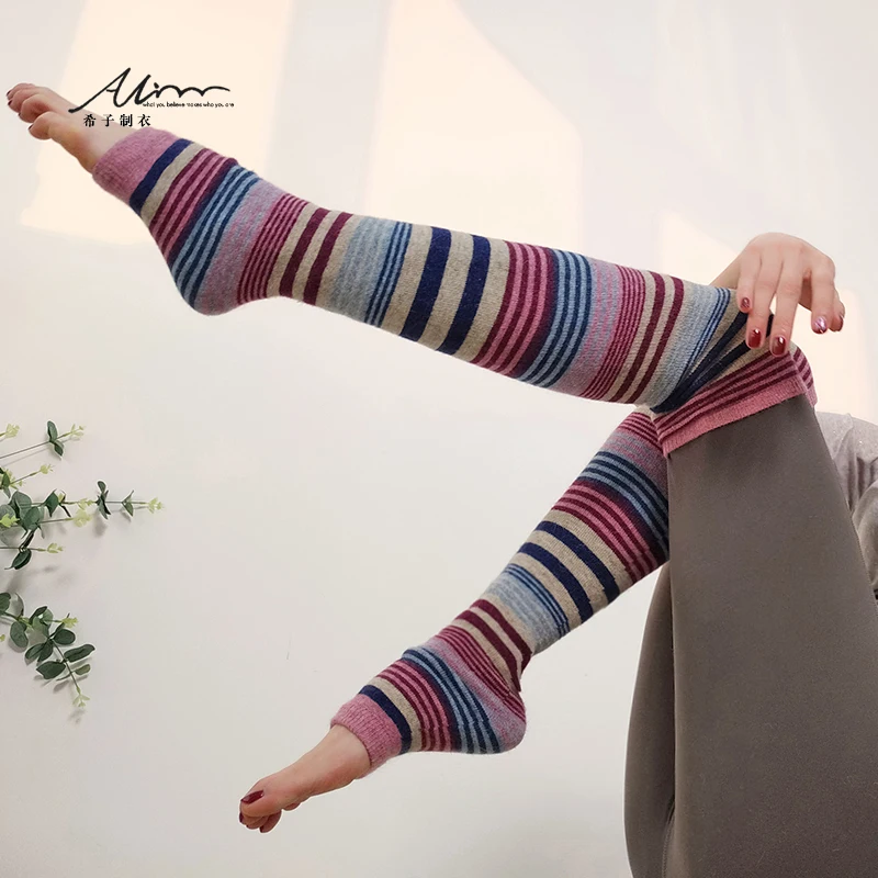 Leg Cover Cashmere Warm And Antiskid Over Knee Socks Knitting Striped Long Leg Warmers Knitted Fashion High Quality