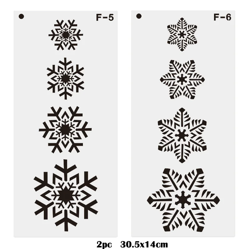 

2pc Stencil Snowflake Painting Template DIY Scrapbook Coloring Embossing Album Decoration Cake Office School Supplies Reusable