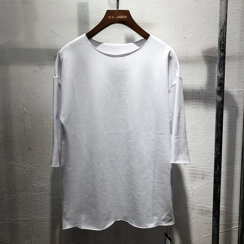 2020 summer new men's simple mid-sleeve t round neck solid color bottoming shirt trendy men's shoulders curling elastic slim T