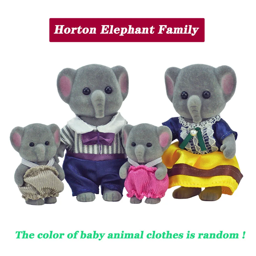 

New 1/12 Kids Toy DollHouse Accessorie Forest Animal Home Miniature Doll 3 Inch Horton Elephant Family Collectible Toy For Girls