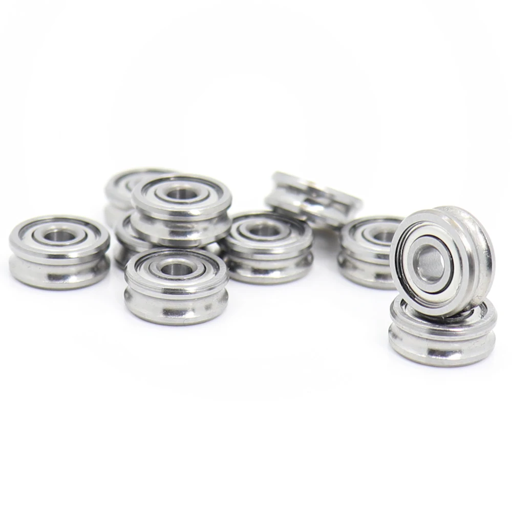 

Outer Ring With U-groove Bearing 3*10*4 mm 10PCS Wire Cable Pulley Bearing Walking Heavy Pulley Crane U Groove Wheel Bearings