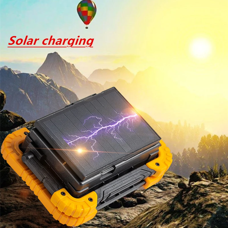 50w Portable Flashlight Torch USB Rechargeable LED Work Light COB Lanterna Hanging Solar lamp For Outdoor Camping