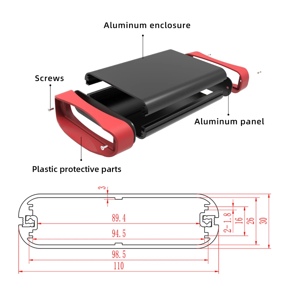 Box DIY Electronic Project Enclosure Instrument Box K04B 110*30mm Distribution Enclosures High Quality