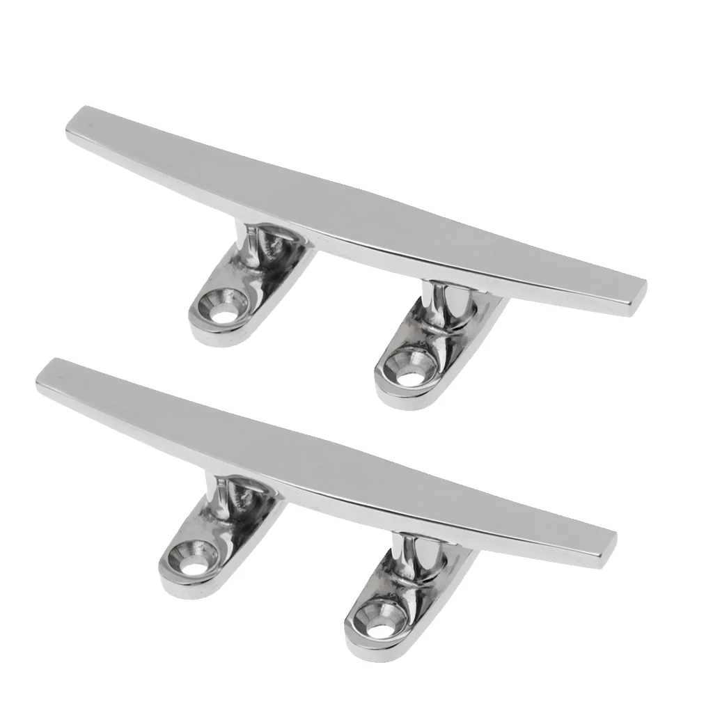 2 Pieces Marine Grade 316 Stainless Steel Open Base Boat Deck Cleat - 5 Inch , Boat Mooring Accessories Marine Hardware