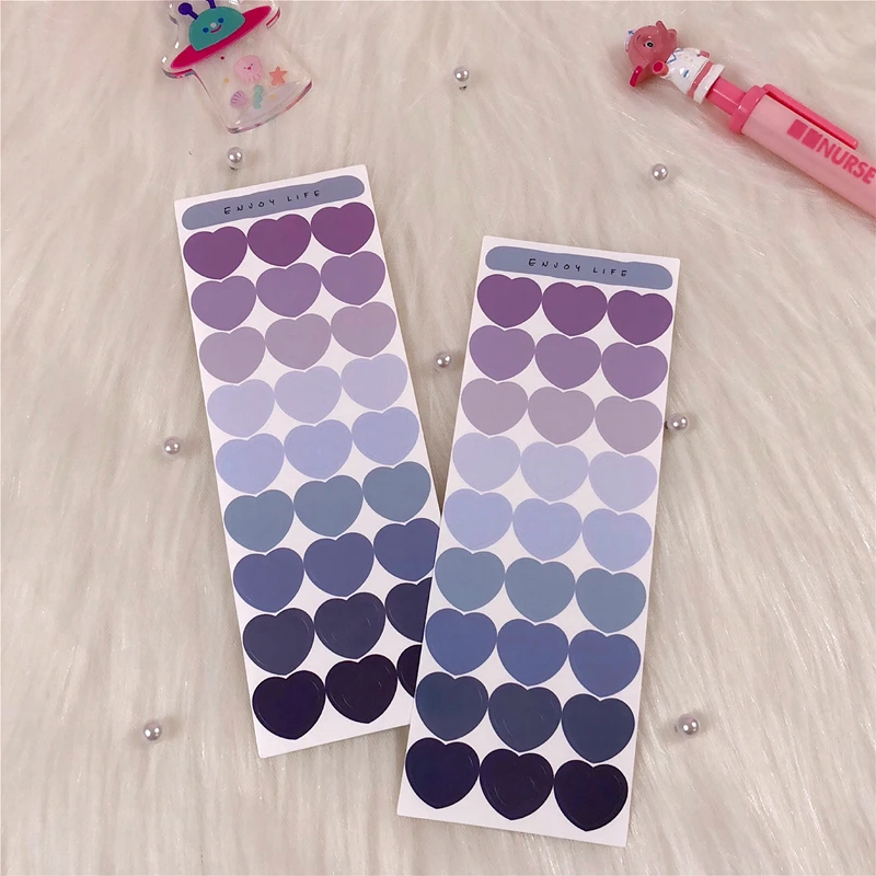 Ins Popular Gradient Love Heart Sticker For Handbook Notebook Diary Decorative Mobile Phone Diy Stickers Children's Gift