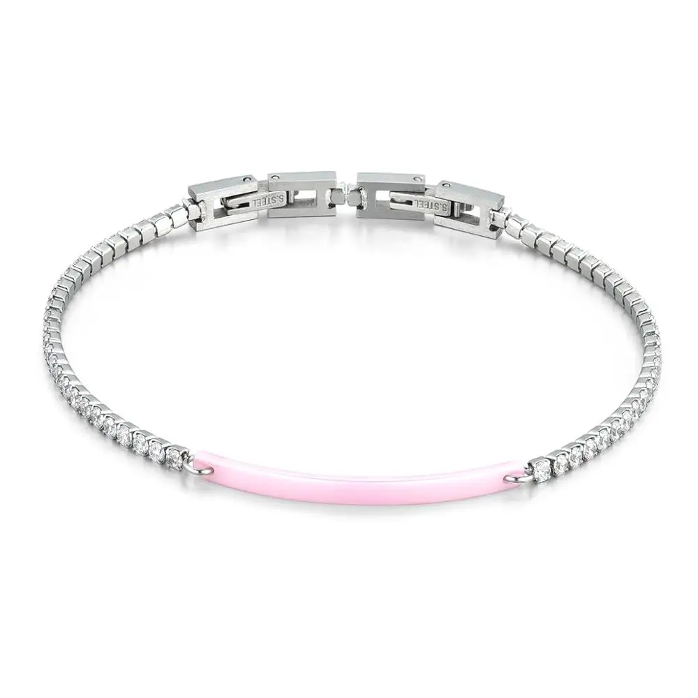BONISKISS 2020 Hot Sale Ceramic Bracelets Bangles for Women Stainless Steel Double Buckle Adjustable Length Ladies Bracelet