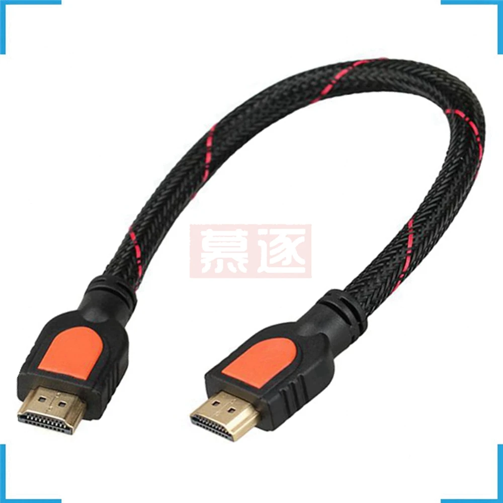 짧은 HD 호환 케이블 표준 수-수 1 피트 1.4 꼰 30cm 케이블, 1080p 골드 3D 휴대용 내구성