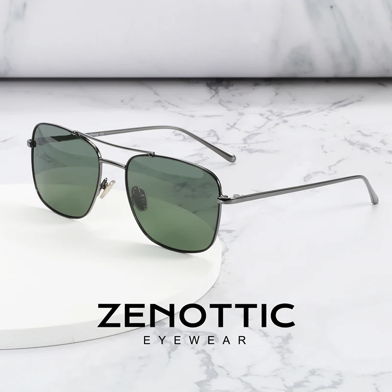 

ZENOTTIC Design Titanium Alloy Sunglasses Vintage Square Polarized Men's Sun Glasses Women Pilot Gradient Mirror Shades Eyewear