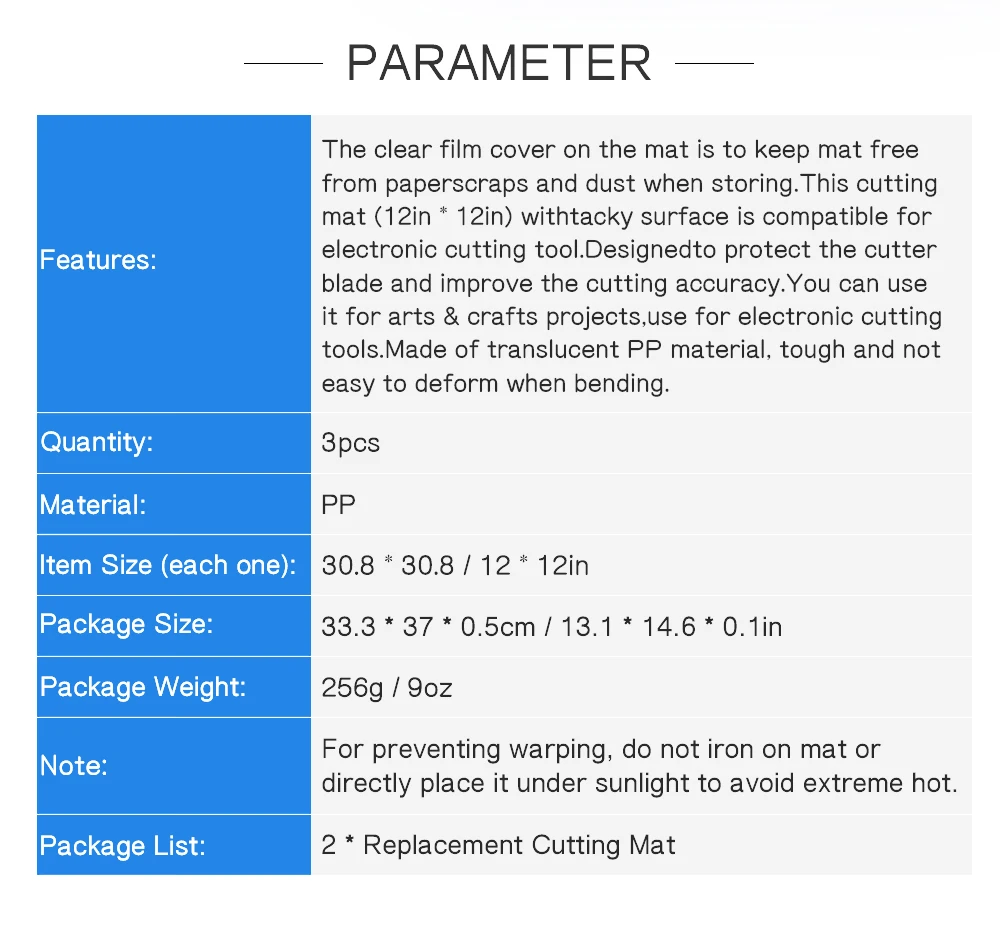 3pcs Replacement Cutting Mat Transparent Adhesive Mat with Measuring Grid for Silhouette Cameo Plotter Machine