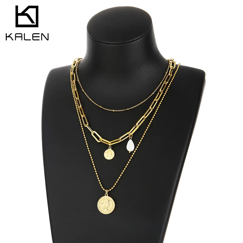 

Kalen Trend Combination Link Medallion Pendant Ladies Banquet Necklace Jewelry O-chain