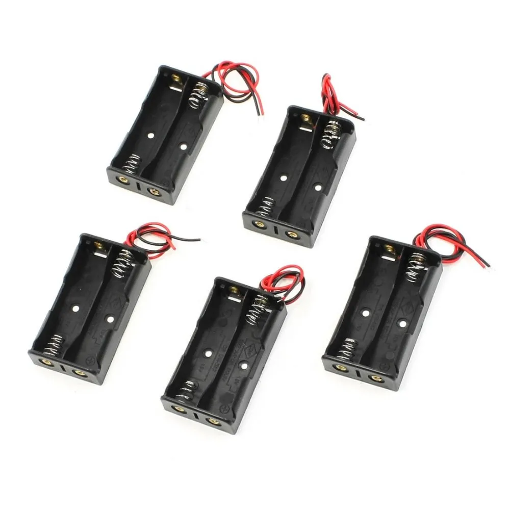 MasterFire 500pcs/lot 2 x 1.5V AA Battery Holder Storage Box Case with Wire Leads 2 Slots Way DIY 3V AA Batteries Plastic Cover