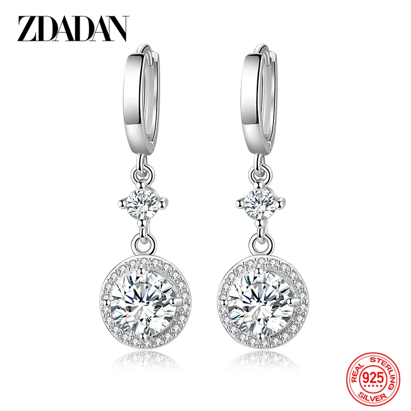 ZDADAN 925 Sterling Silver Geometric Blue Water Drop Earrings For Women Fashion Jewelry Wedding Gift