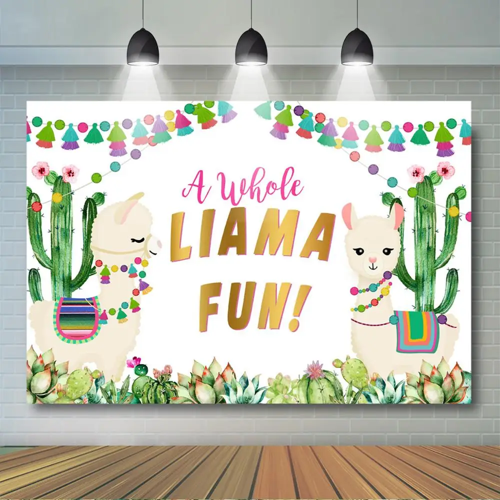 

Fiesta Llama Backdrop A Whole Llama Fun Birthday Backdrops Llama Cactus Below Mexican Theme Birthday Baby Shower Party Decor