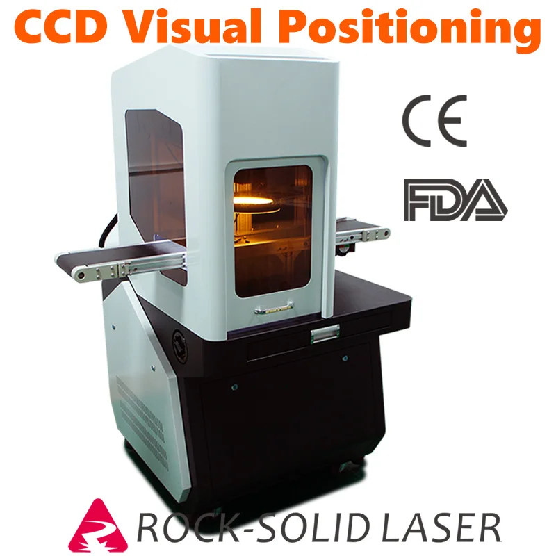 CCD Automatic Fiber Laser Marking Machine Visual Positioning Enclosed Raycus Max Q-switch JPT MOPA Laser Marker Conveyer