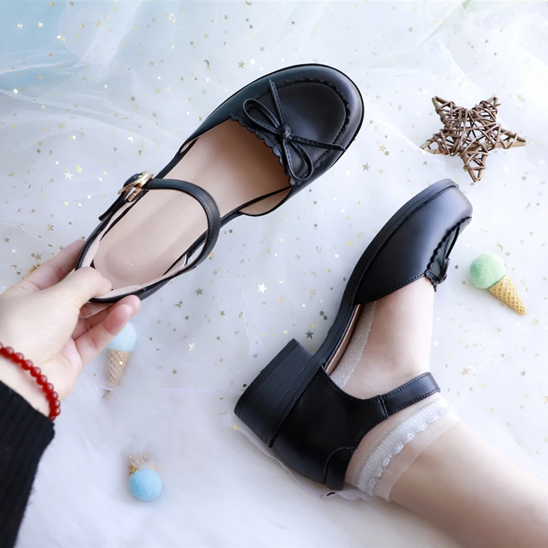 Cute Sweet Lolite Sandals Japanese Pu Leather Shoes Female Students Jk Uniform Shoes Loli Shoes College Mary Jane Shoes