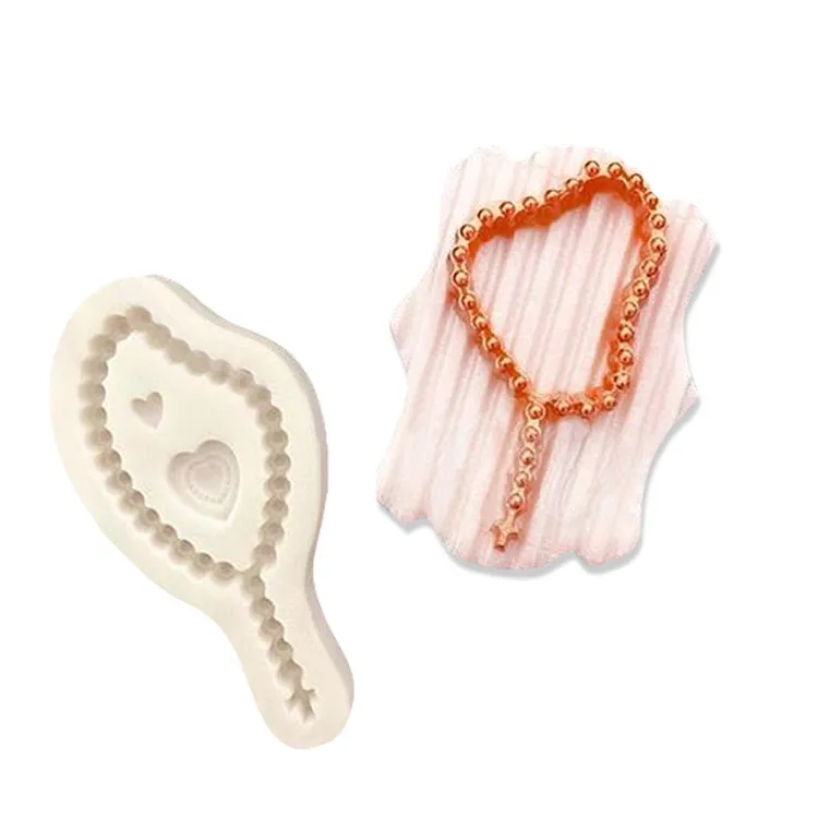 Coração cruz contas corrente molde de silicone sugarcraft bolo moldes de chocolate fondant argila molde ferramentas de decoração do bolo cozinha