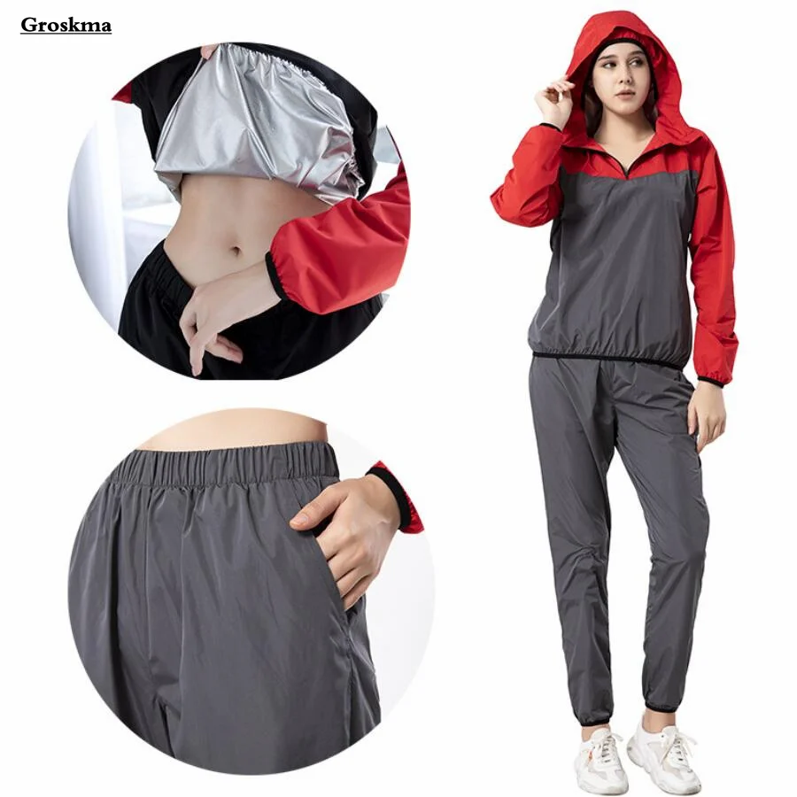 

Sports Running Women Sweat Suit Jackets Pants Sauna Two Piece Set Fitness Gym Sweating Clothing Jogging Ropa Deportiva Mujer