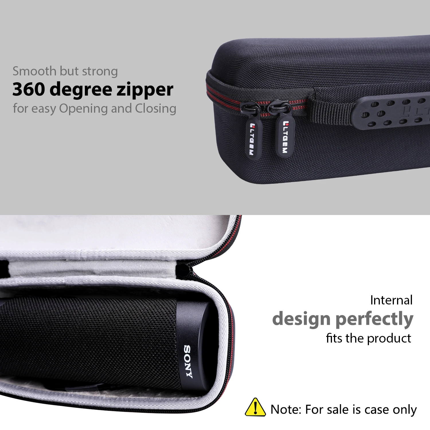 LTGEM Black EVA Hard Case for Sony SRS-XB23 Extra BASS Wireless Speaker