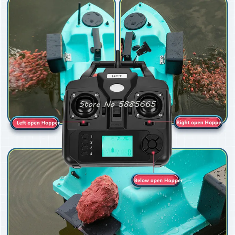 16 GPS Positioning Nesting Point RC Bait Boat 500M Smart Calibration Yaw Fixed Speed Cruise Waterproof 3 Hopper RC Fishing Boat
