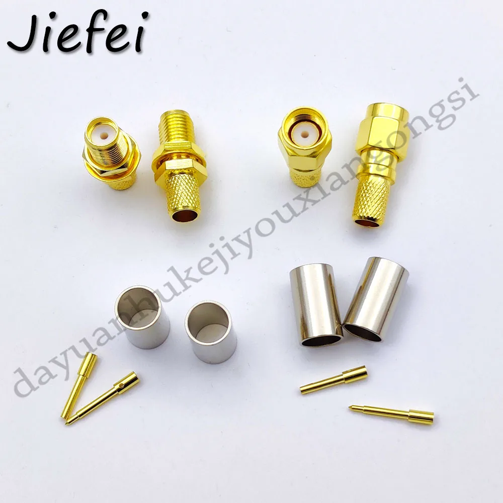 

100PCS RF coaxial coax adapter RP-SMA SMA Male / female Plug Crimp for RG8X RG-8X LMR240 Cable Straight Connector