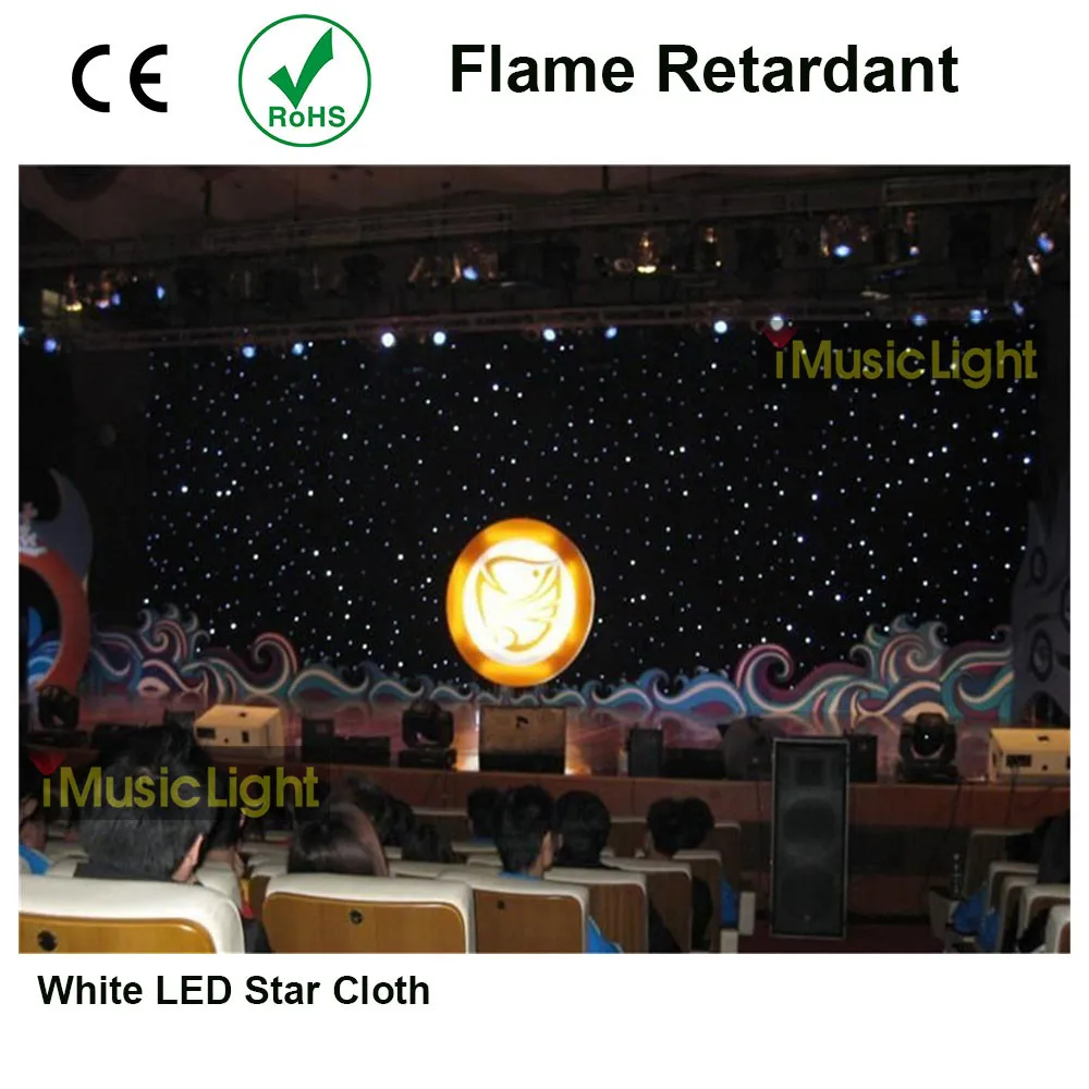 4m X 15m LED Stage Backdrop LED Star Cloth White Leds+Black Cloth for DJ Pun,Stage Wedding