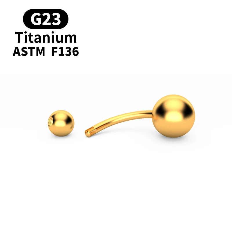 ASTM F136 G23 Titanium 14G Belly Button Rings Fashion Body Piercing Navel Rings Highly Polishing Threaded Eyebrow Nails