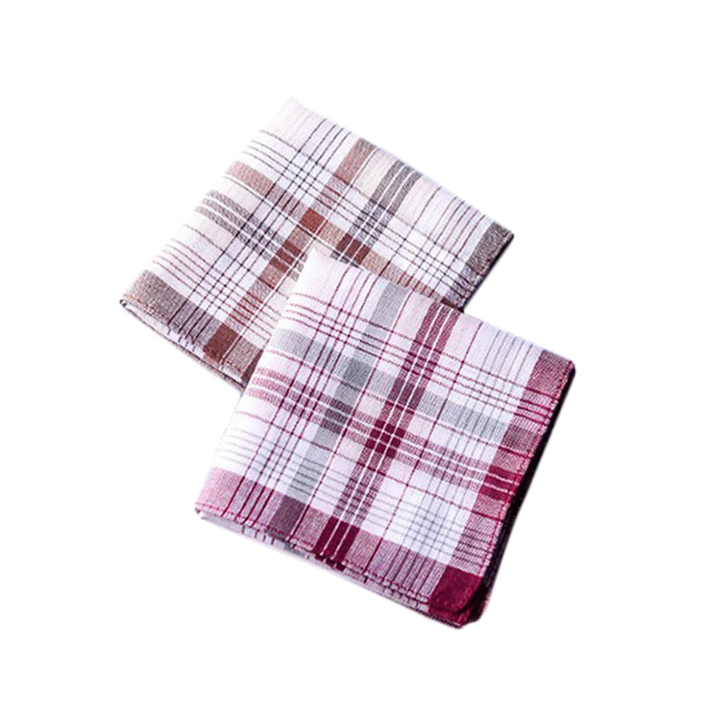 5pc Vintage Square Plaid Stripe Cotton Handkerchief Set