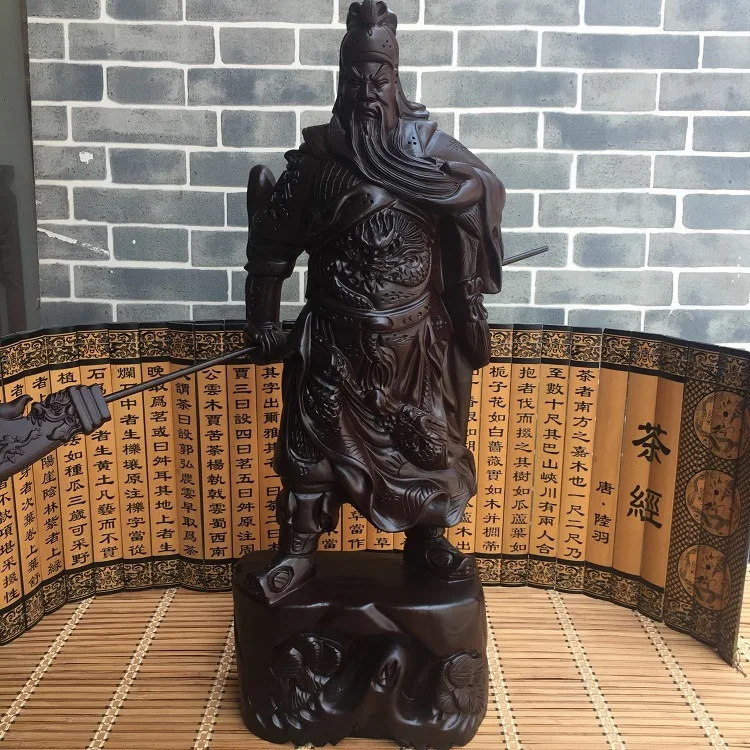 Black Sandalwood Carving Guangong Buddha Statue Decoration Family Living Room Desk Decoration Mahogany Handicraft