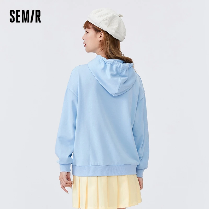 SEMIR Sweatshirt Women Simple And Cute 2021 Autumn Hoodie New Casual Fashion Letter Loose Hooded Pullover Top