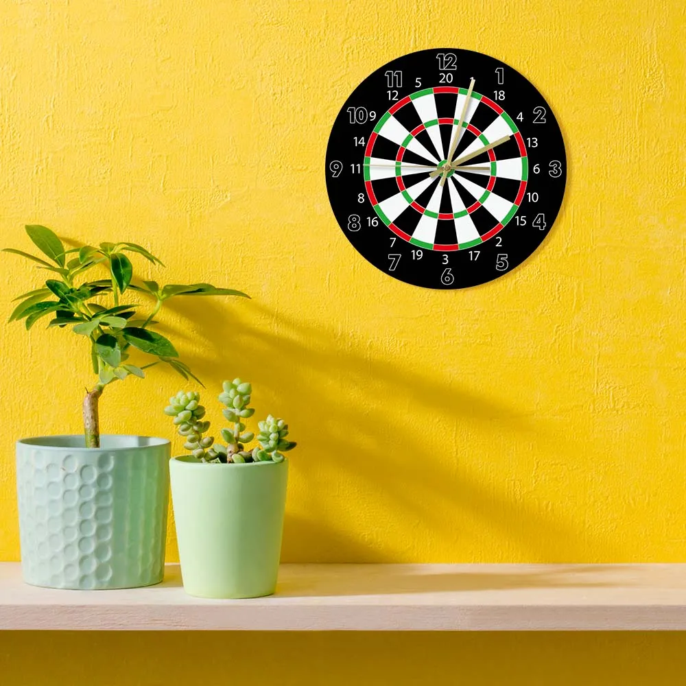 Modern Design Darts Board Printed Wall Clock Bar Darts Game Night Club Game Room Decoration Arrow Target Aim Game Bullseye Watch