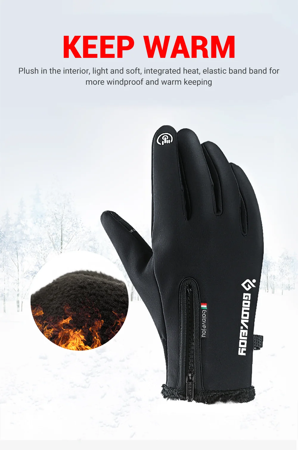 Gants Chauds D'hiver, Gants Tricotés Pour écran Tactile, Velours Et Epais Adaptes A Randonnee Et Au Ski Noirs 93850145