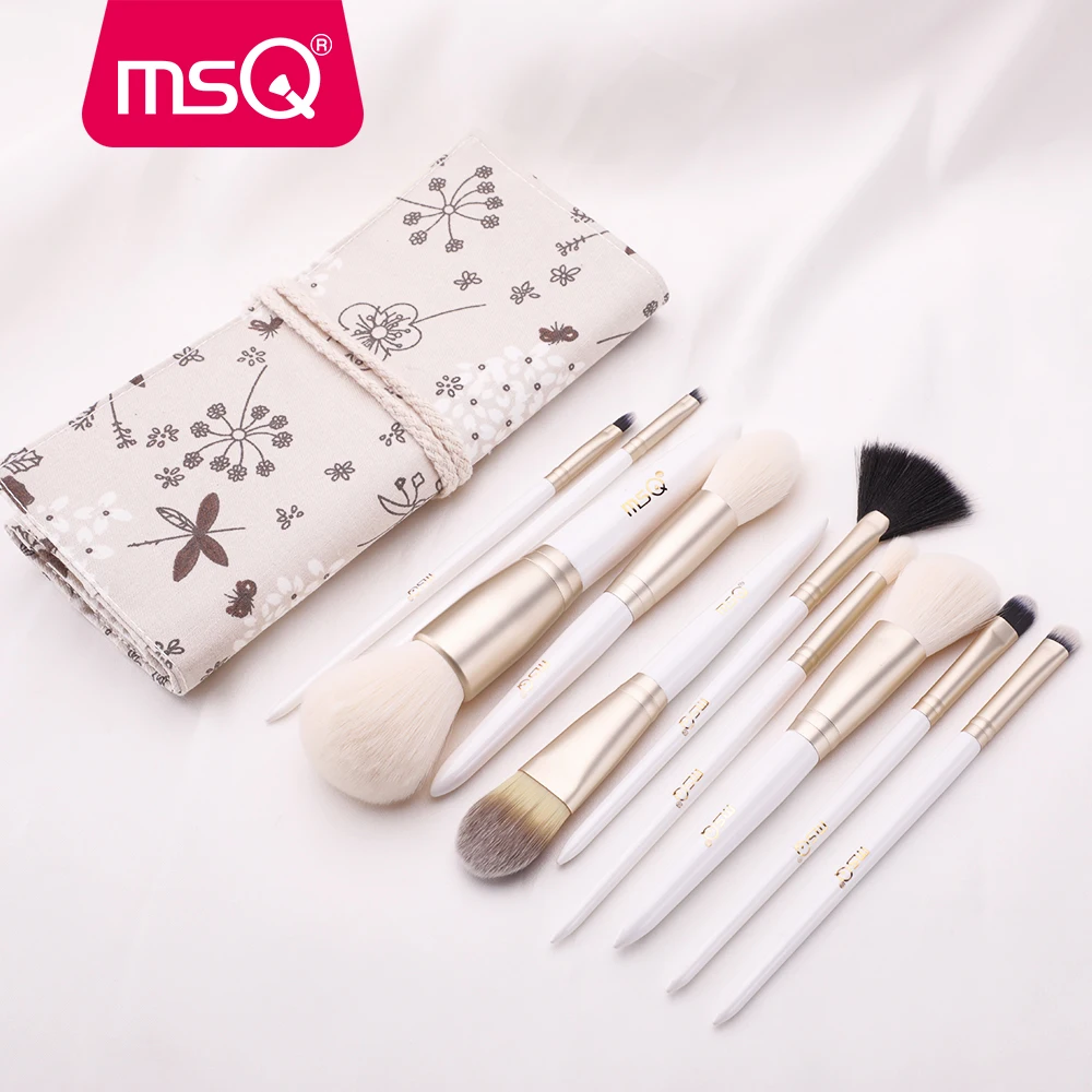 MSQ 10PCS Makeup brushes Set Foundation Powder Eyeshadow Make up Brush Pearl White Gold pincel maquiagem Beauty Tools