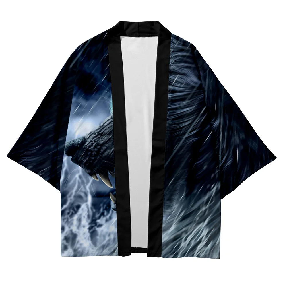 Áo Khoác Kimono Kimetsu Không Yaiba Áo Cardigan Nam Áo Sơ Mi Plus Kích Thước 5XL Sói In Thời Trang Đi Biển Nhật Bản Yukata Haori Nữ quần Áo