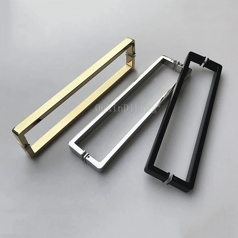 

1PCS 304 Stainless Steel Double Side Shower Room Glass Door Handle Square Back-to-Back Bathroom Sliding Door Push Pull GF116