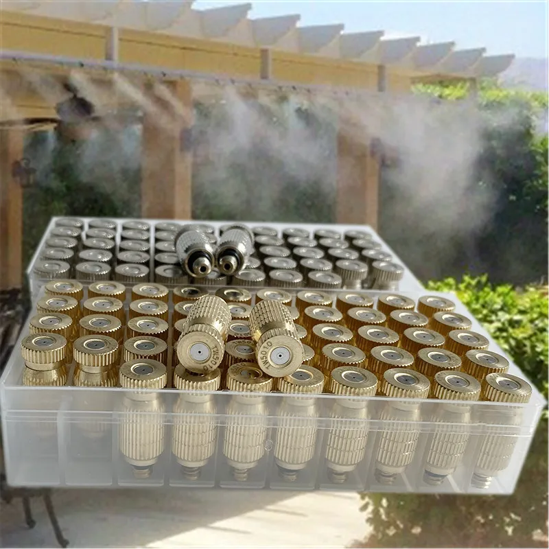S364 High Quality 50pcs High Pressure Brass Fog Mist Nozzle Fogging Spray Head 10/24 Male Threaded 0.1-0.8mm Orifice Fog Nozzles