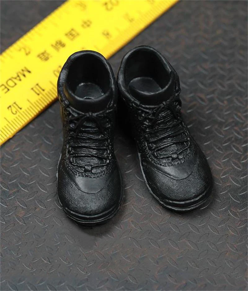 

Scale 1/6 Model Special Army Forces Black Color War Combat Boots Shoes With Solid Corners For 12 inch Doll Action Accessories