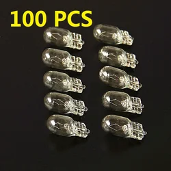 100Pcs White T10 W5W 501 194 Clear Signal Lamp Glass 12V 5W W2.1x9.5d Single Filament Car Bulb Auto Light