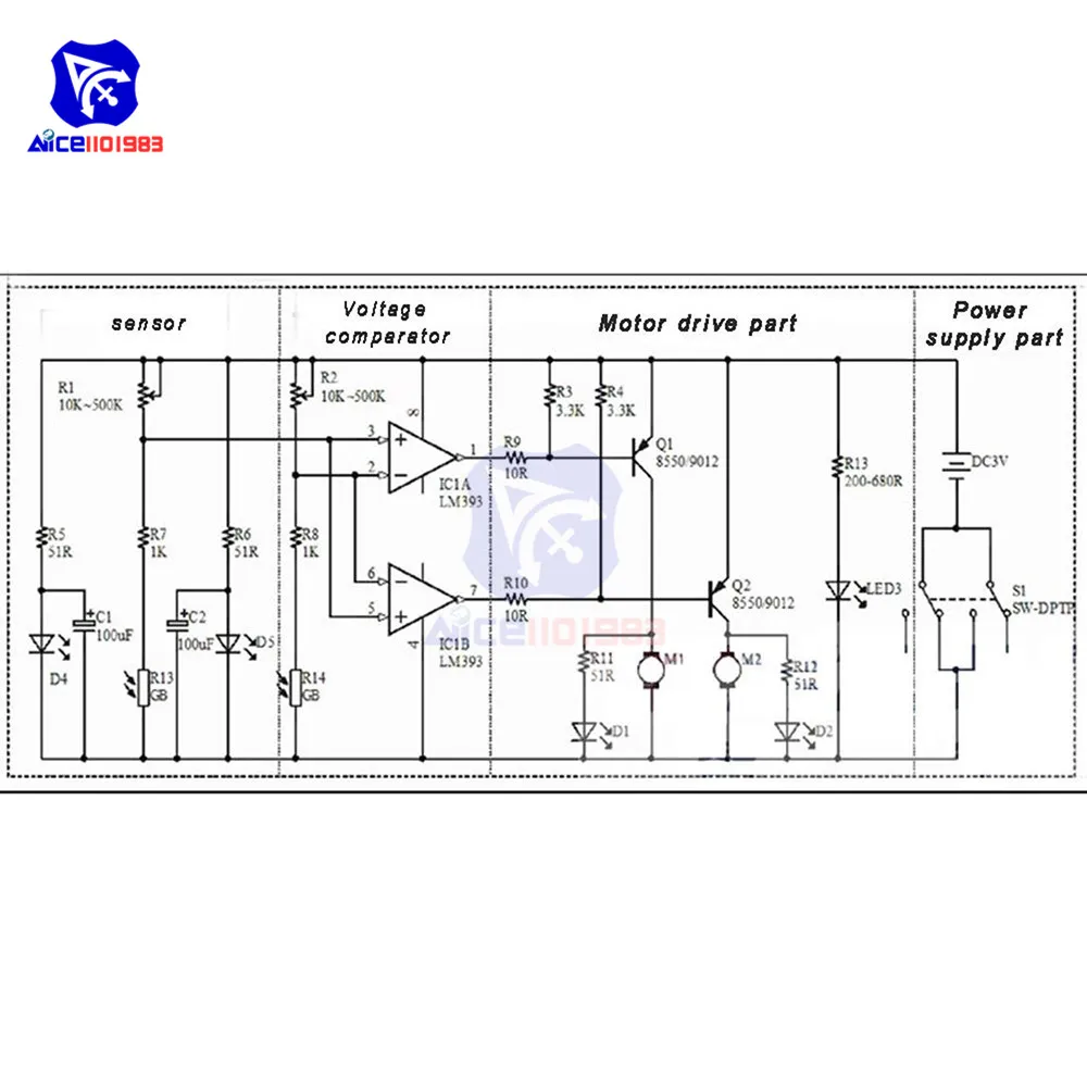 Diymore D2-1 Diy Kit Intelligente Tracking Line Smart Car Kit Voor Arduino Reflectie Optische Switch Robot Auto
