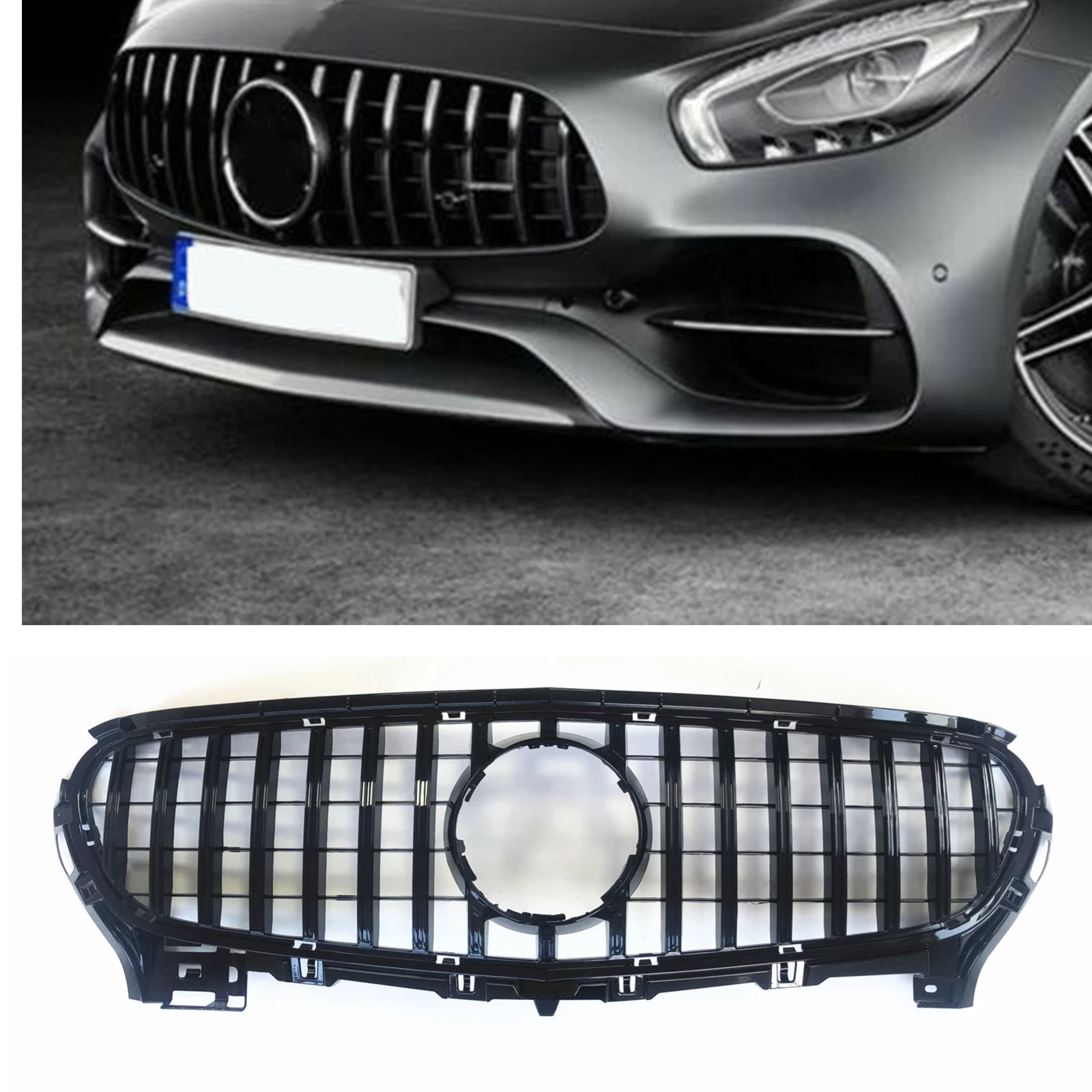 Front Grille Upper Bumper Hood Mesh Grid For Mercedes-Benz AMG GT S W190 C190 R190 GTS 2015-2017 GT40 GT53 GTC 63 Coupe 2-Door