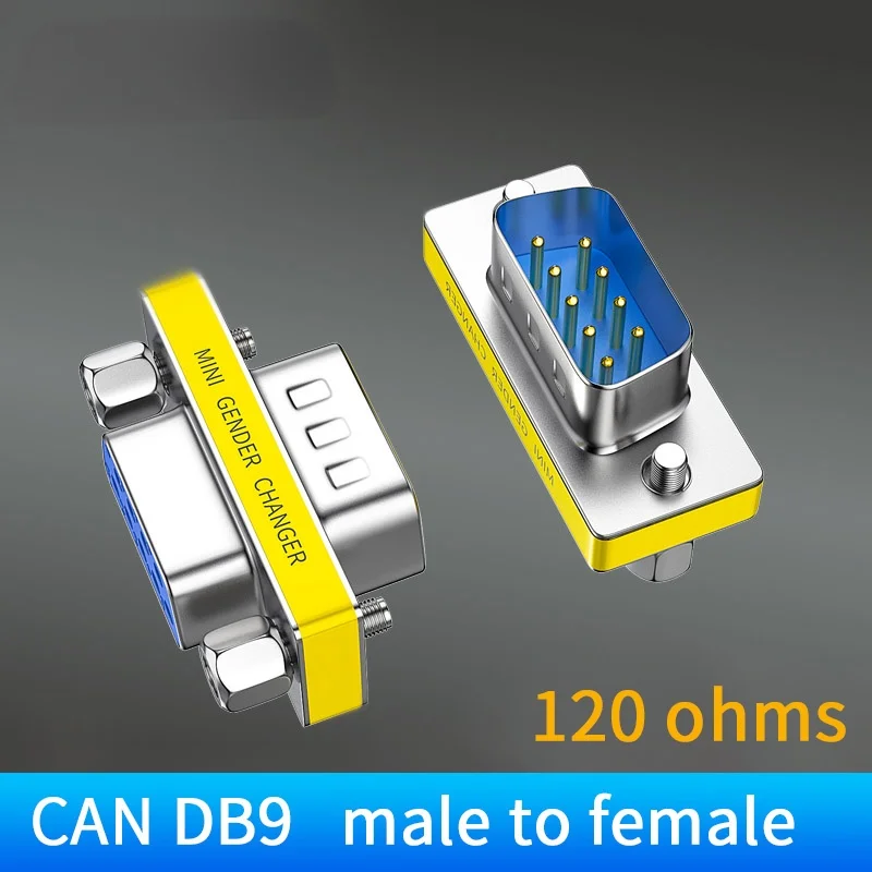 DB9 Male To Female CAN Network Terminal Resistance Compatible with RS485 Built-in 120 Ohm Serial Port DB9P Adapter