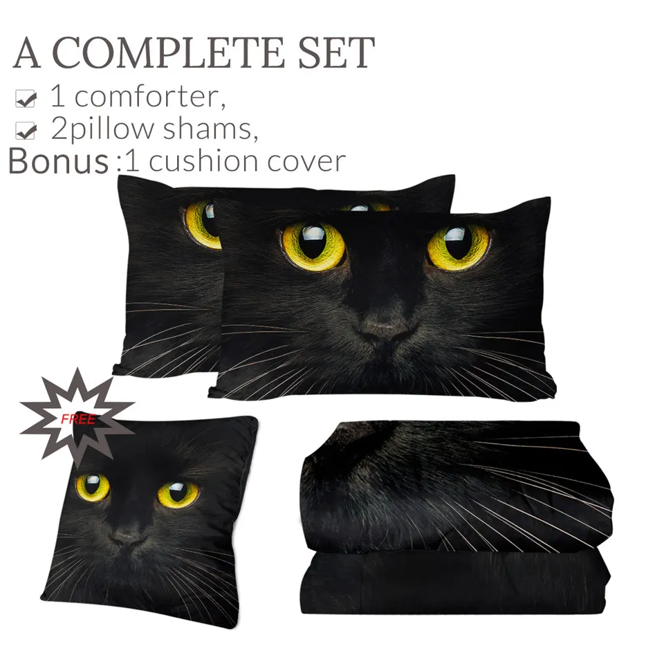 BeddingOutlet Black Cat Thin Duvet 3D Printed Quilted Blanket Summer Cool Comforter Set Witchcraft Magic Bed Cover Dropship